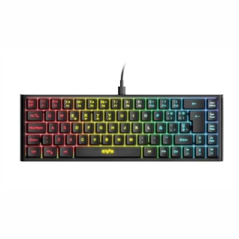 Teclado energy sistem esg k4 kompact - rgb negro - led rainbow - 69 teclas antighosting - xbox - ps5 - pc - mac