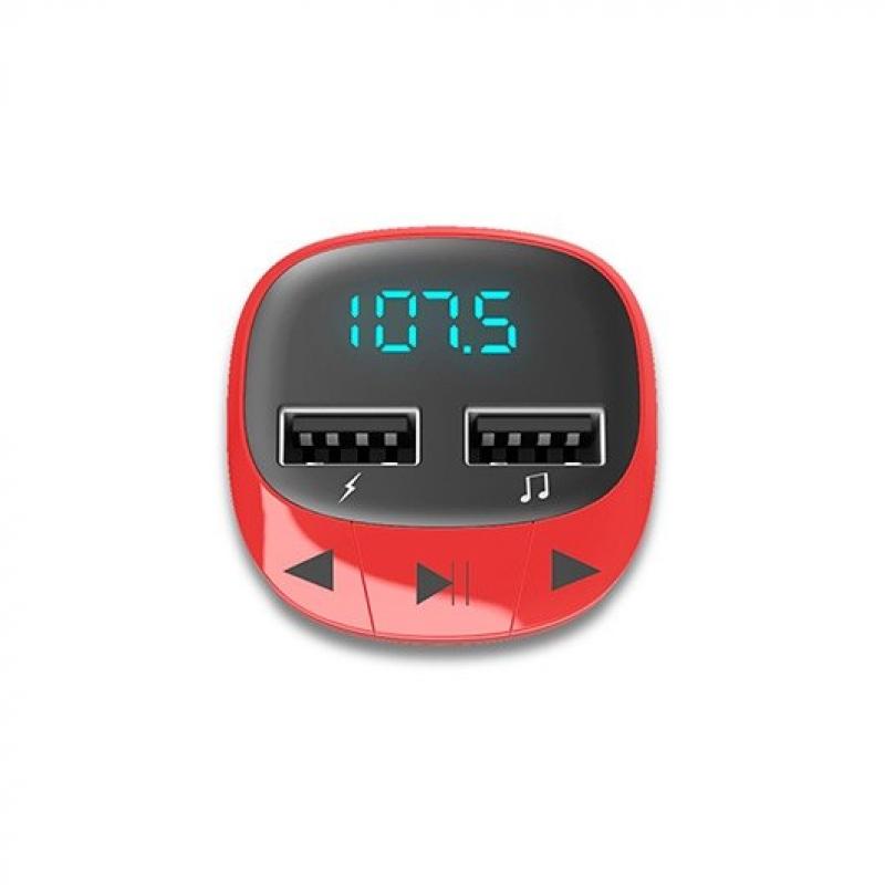 Transmisor fm coche energy sistem rojo fm - 87.5 - 108 mhz - cargador - microsd - usb - mp3