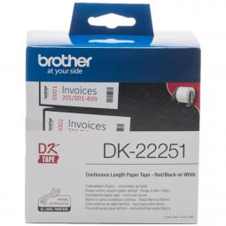 Etiquetas cinta continua brother dk22251 negro -  rojo 62mm 15.24m - Imagen 1