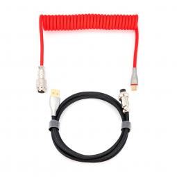 Phoenix kioru cable aviador en espiral con conector tipo c para teclados gaming negro y rojo