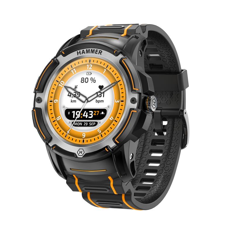 Reloj smartwatch hammer watch plus black amoled -  1.35pulgadas -  gps -  ip68 - negro
