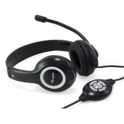 Auricular equip usb + microfono flexible control de volumen negro