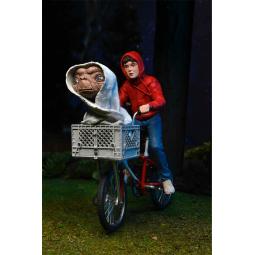 Figura neca  e.t. el extraterre elliott y e.t. en bicicleta 40 aniversario 13 cm