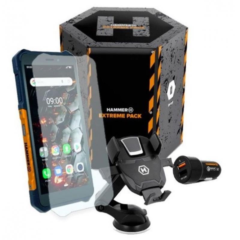 Pack telefono movil smartphone rugerizado hammer iron 3 extreme pack lte black orange 5.5pulgadas -  32gb rom -  3gb ram -  13 +