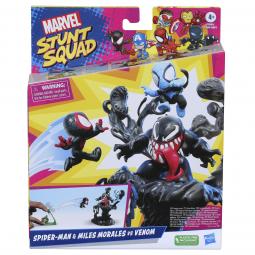 Set de juego hasbro marvel stunt squad villain knockdown spider - man y miles morales vs venom