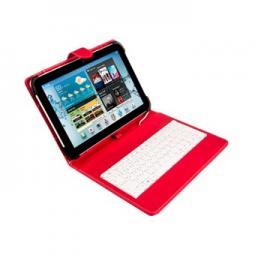 Funda universal silver ht para tablet 9 - 10.1pulgadas + teclado con cable micro usb rojo - blanco - Imagen 1