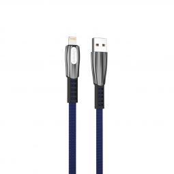 Cable qcharx florence usb a lightning 3a - 1 m - zinc azul cordón plano premium