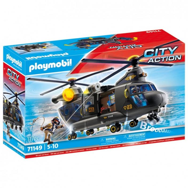 Playmobil fuerzas especiales helicóptero banana