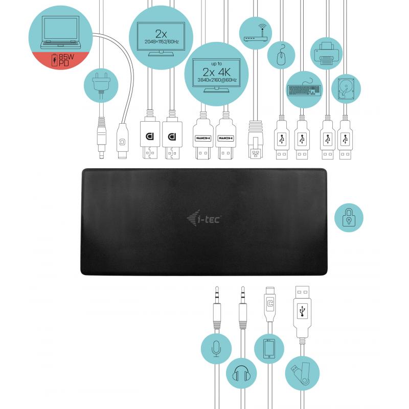 I - tec usb - c quattro docking station con power delivery 85w