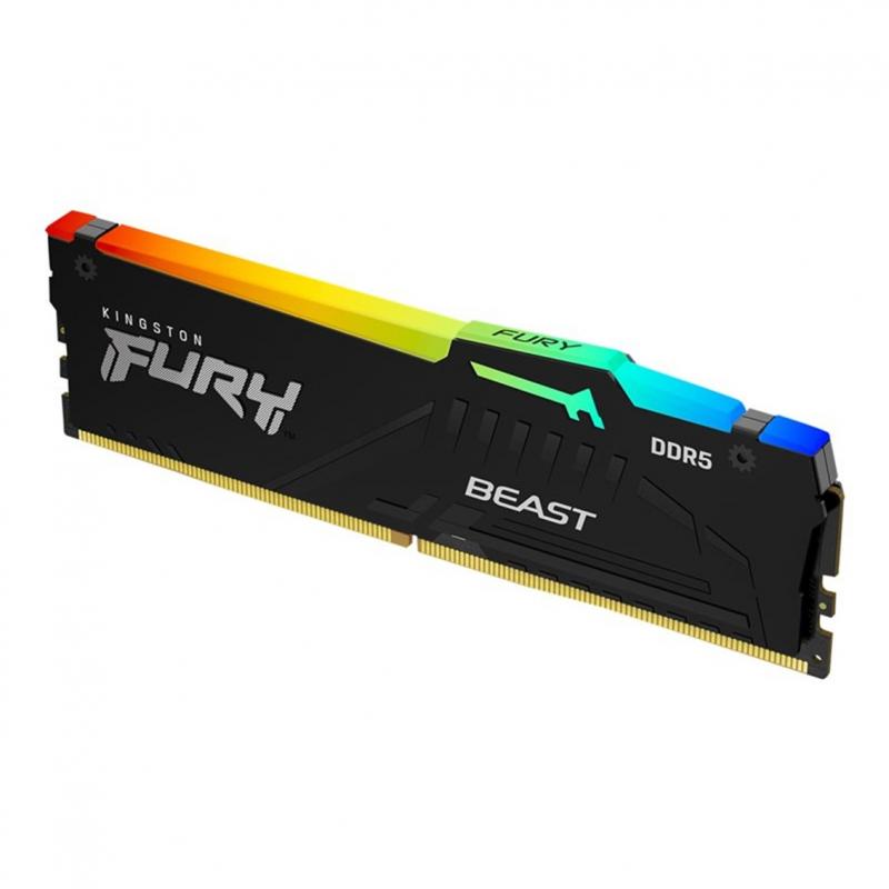 Memoria ram ddr5 64gb 2 x 32gb kingston - 6000 mhz - pc5 - 48000 - fury beast rgb - cl36 - 1.35v