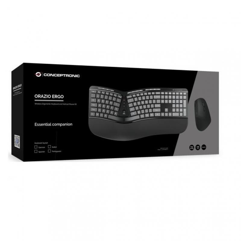 Kit teclado + mouse raton conceptronic orazio02 wireless inalambrico ergonomico
