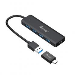 Hub usb equip life a 4 x usb 3.2 - 1 x usb tipo c + adaptador usb tipo c