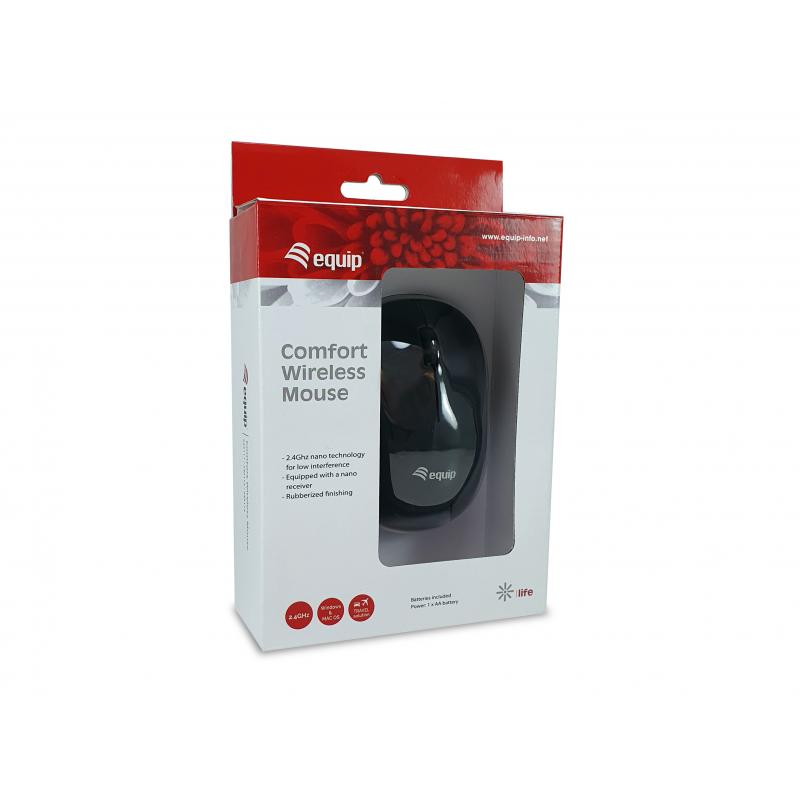 Mouse raton equip comfort wireless inalambrico - 1200dpi - negro