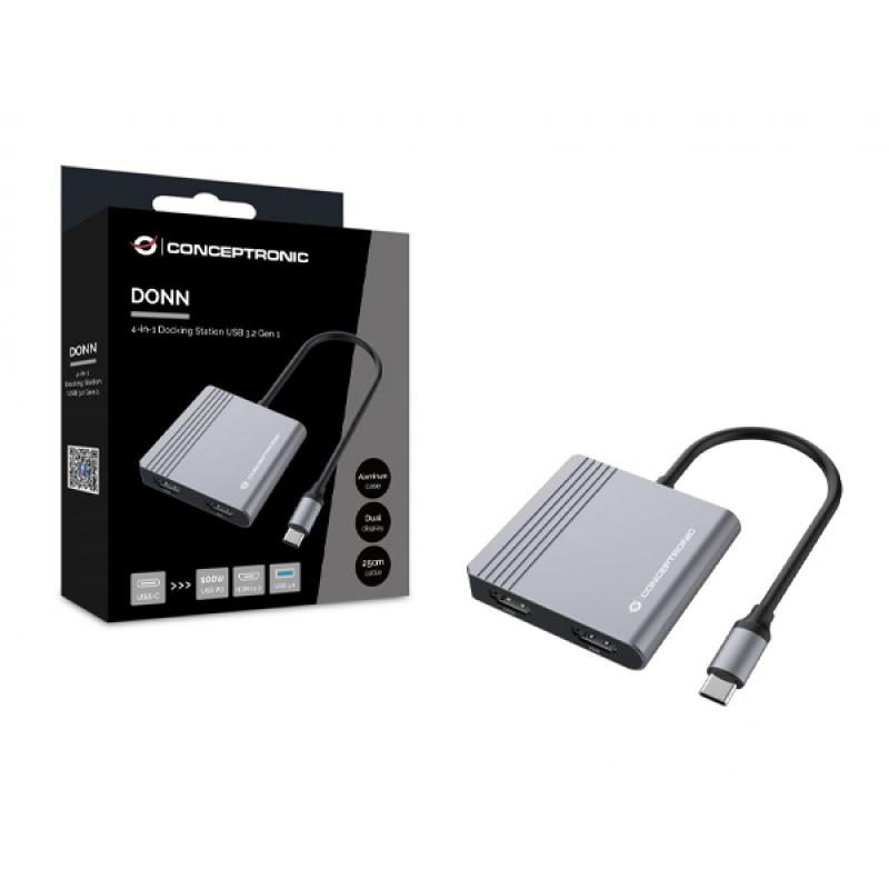 Hub usb tipo c conceptronic donn13g 2 x hdmi - 1 x usb 3.0 - 1 x usb tipo c