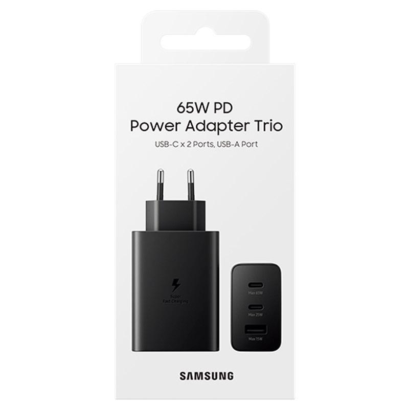 Cargador samsung duo usb tipo a + 2 x usb tipo c negro 65w