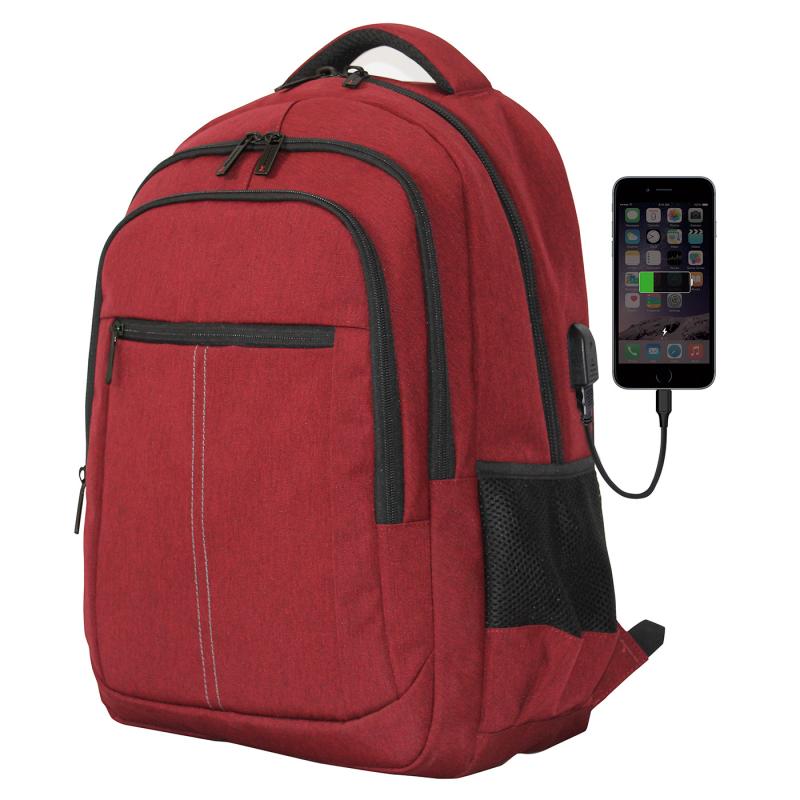 Mochila phoenix boston para portatil hasta 15.6 pulgadas -  con cable usb - viaje - rojo - Imagen 1