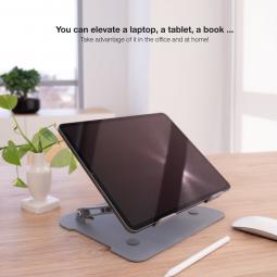 Soporte - base elevador tooq para portatil tablets libros aluminio ajustable ergonómico gris