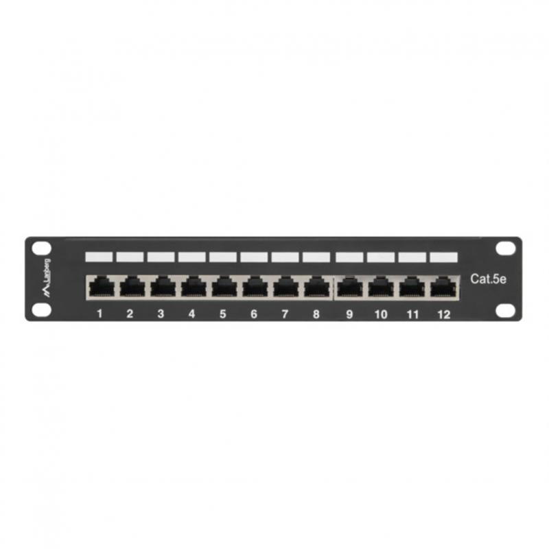 Patch panel lanberg 12 puertos 1u cat.6 10pulgadas blindado negro