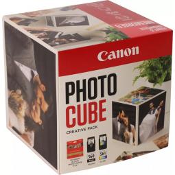 Cartucho canon pg - 560 - cl - 561 photo cube + photo paper plus glossy ii 40 hojas pack pink