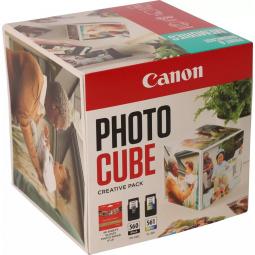 Cartucho canon pg - 560 - cl - 561 photo cube + photo paper plus glossy ii 40 hojas pack blue