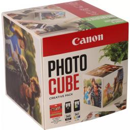 Cartucho canon pg - 560 - cl - 561 photo cube + photo paper plus glossy ii 40 hojas pack green