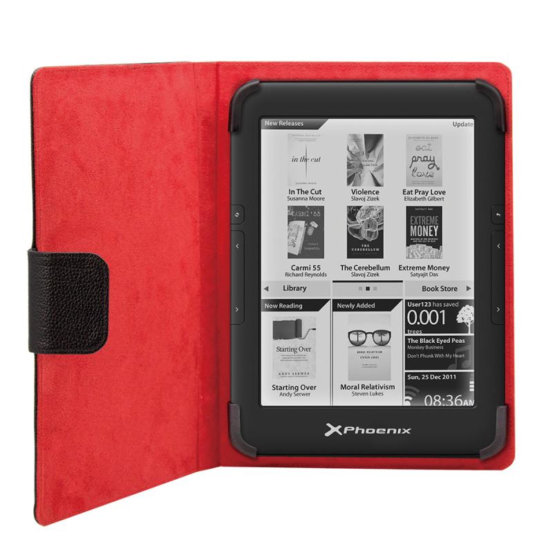 Funda universal phoenix phebookcase6+ para tablet - ebook  super fina - slim  hasta 6'' negra simil piel - Imagen 1