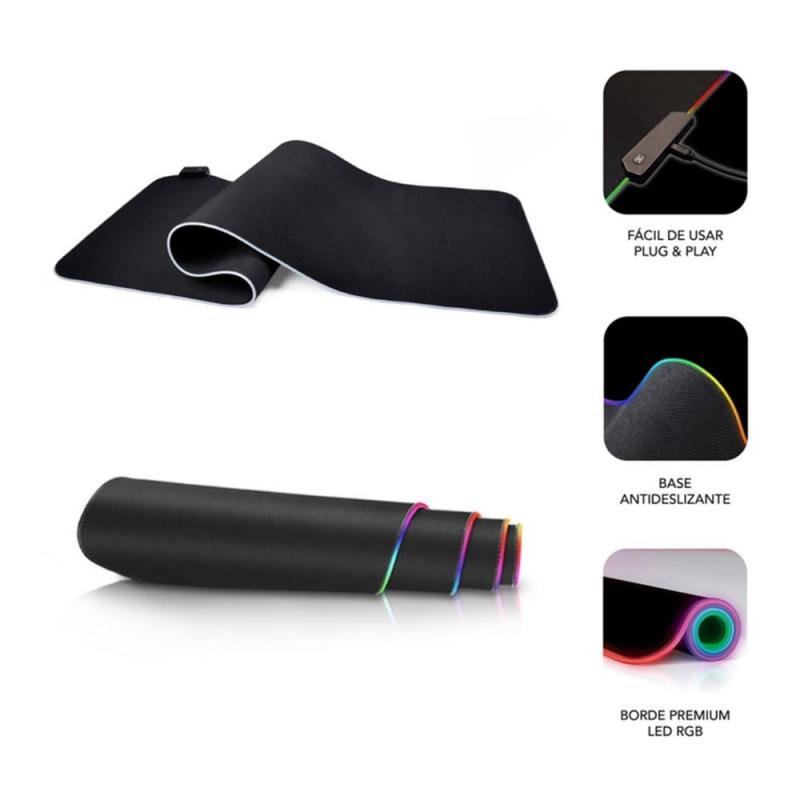 Alfombrilla subblim mouse pad premium led rgb negro