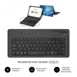 Funda + teclado subblim para tablet 11pulgadas trendy marmol azul