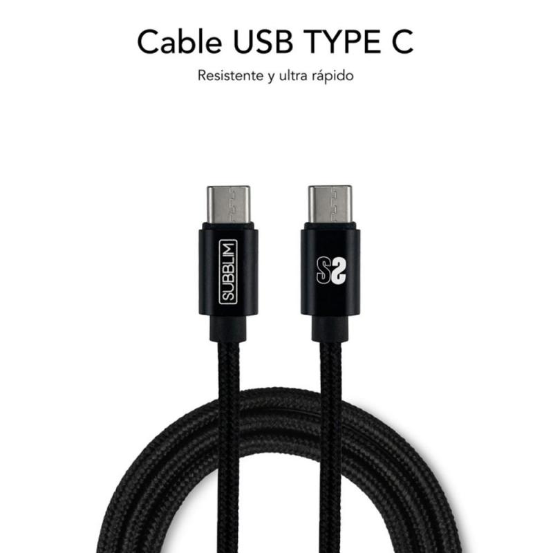 Cargador subblim 25w usb tipo a - usb tipo c + cable usb tipo c + adaptador lightning