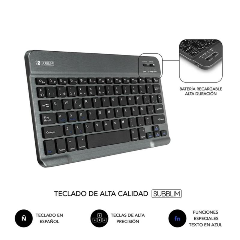 Funda + teclado subblim keytab pro para tablet 10.1pulgadas rojo