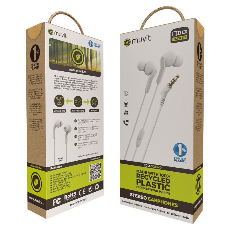 Muvit for change auriculares estéreo e57 3.5mm blancos