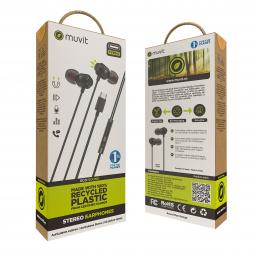 Muvit for charge auriculares estéreo m32 tipo c magnéticos negros