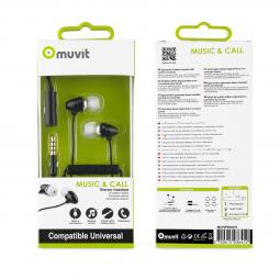 Muvit auriculares estéreo con micrófono + adaptador 3 -5mm negro