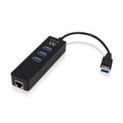 Hub usb ewent 3 puertos + 1 puerto gigabit lan -  usb 3.1 gen 1 - Imagen 1