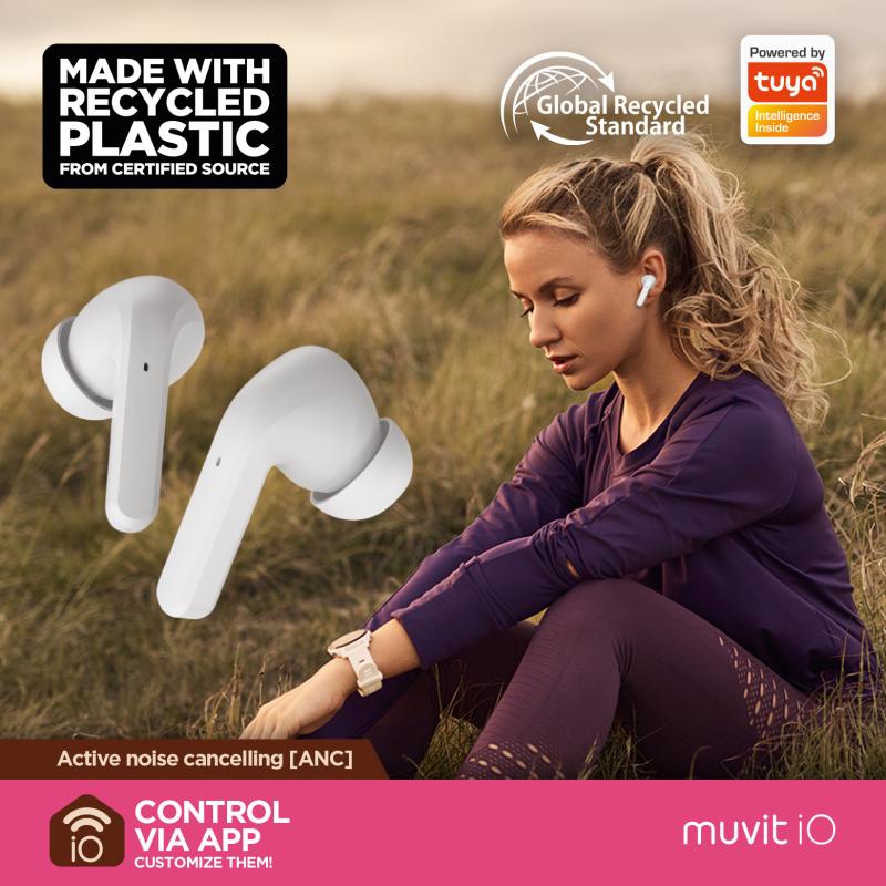 Muvit io auriculares smart true wireless enc - anc (cancelación activa de ruido) blanco