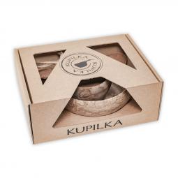 Kit kulpika junior set bol 33 3.3dl + taza 12 1.2dl + cuchara - tenedor spork 165 color madera