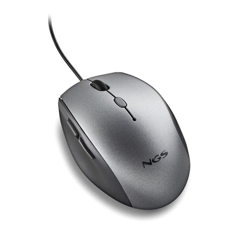 Raton ngs wired ergo silent mouse gris