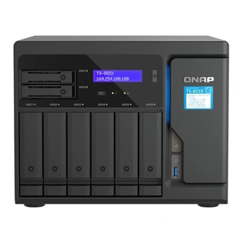 Servidor nas qnap ts - 855x - 8g nas 6+2 bay 2x2.5gbe 4xusb