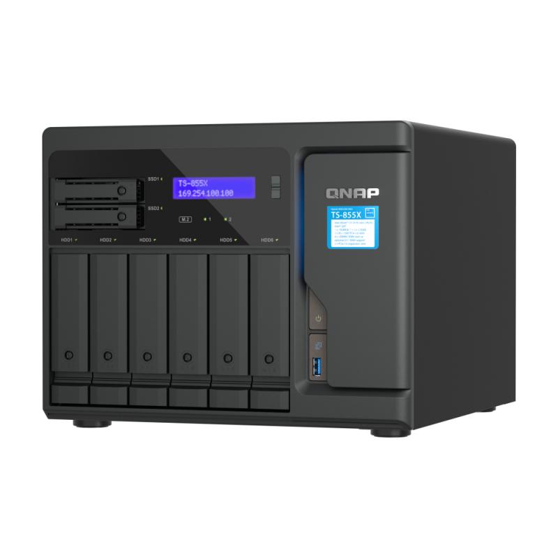 Servidor nas qnap ts - 855x - 8g nas 6+2 bay 2x2.5gbe 4xusb