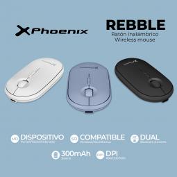 Phoenix rebble ratón inalambrico bluetooth y 2.4 ghz hasta 3 dispositivos con receptor usb clic silencioso para portátil noteboo