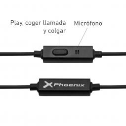 Auriculares phoenix de botón con microfono manos libres colgar y descolgar en cable conector jack 3.5 color negro