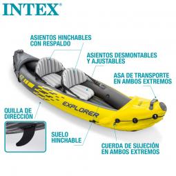 Intex 68307 -  kayak hinchable k2 explorer 2 personas con 2 remos y bomba
