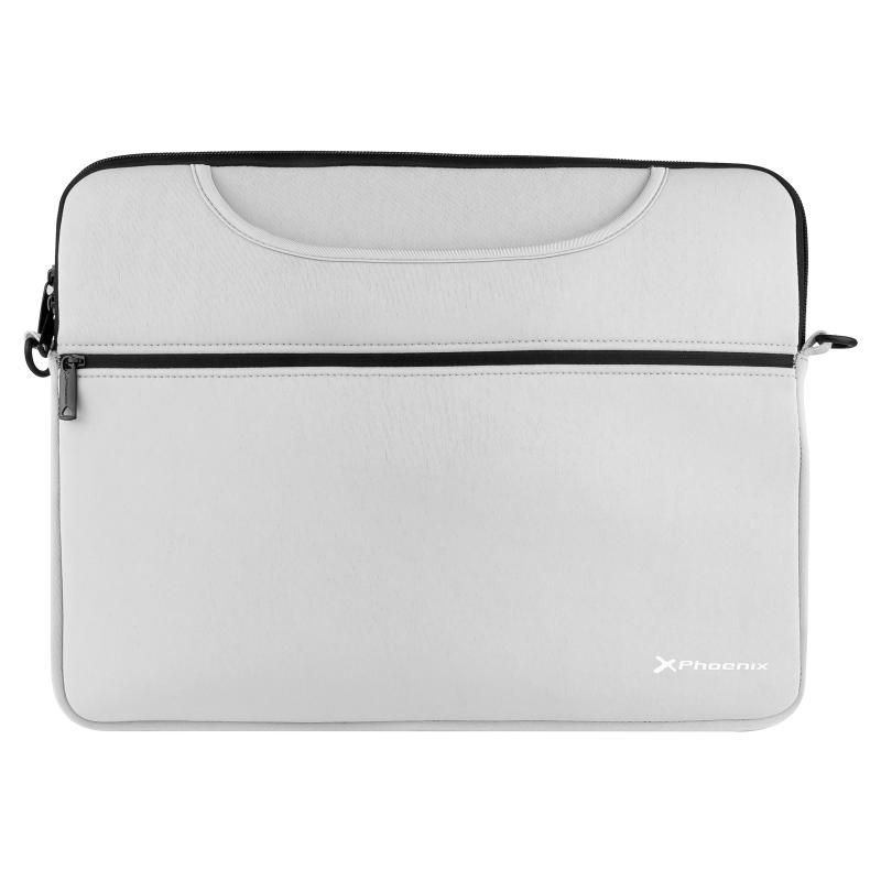 Funda maletin neopreno phoenix para portátil o tablet hasta 16pulgadas interior terciopelo gris