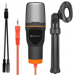Microfono phoenix multimedia podcaststudio con cable jack para pc ordenador conferencias