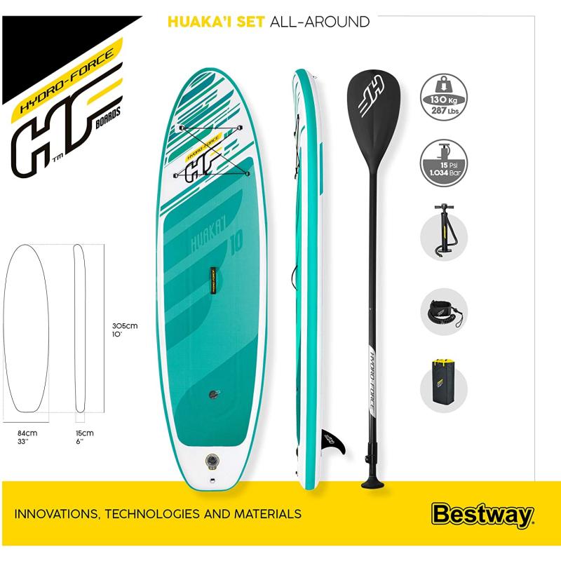 Bestway 65346 -  tabla paddle surf hinchable hydro - force huakai 3 -05m con remo - bomba y bolsa