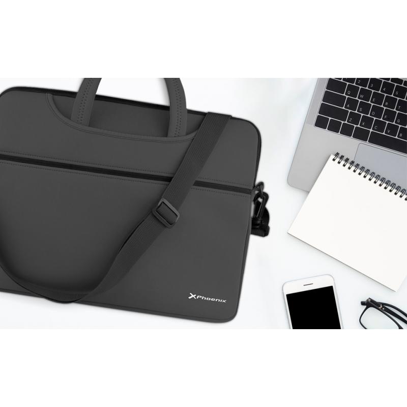 Funda maletin neopreno phoenix para portátil o tablet hasta 16pulgadas interior terciopelo negra