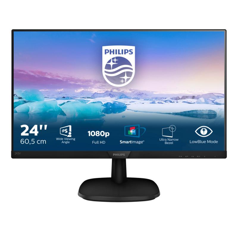 Monitor led 23.8pulgadas philips 243v7qdsb ips -  fhd -  hdmi -  dvd - i -  vga - 60hz -  5ms -  vesa