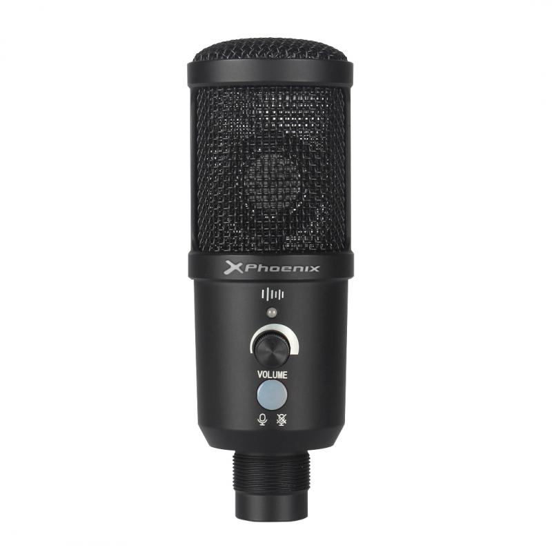 Kit microfono phoenix streamcast pro gaming conector usb - brazo articulado - filtro antipop y montura antivibración