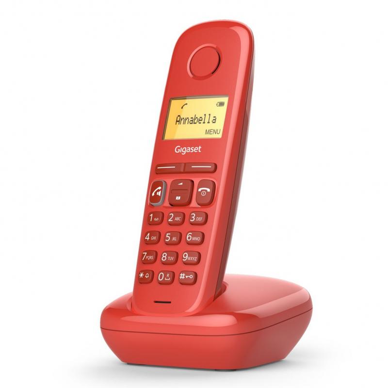 Telefono fijo inalambrico gigaset a270 rojo 80 numeros agenda -  10 tonos