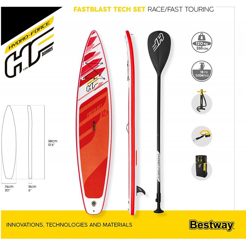 Bestway 65343 -  tabla paddle surf hinchable fastblash tech set 3 -81m con remo - bomba y bolsa